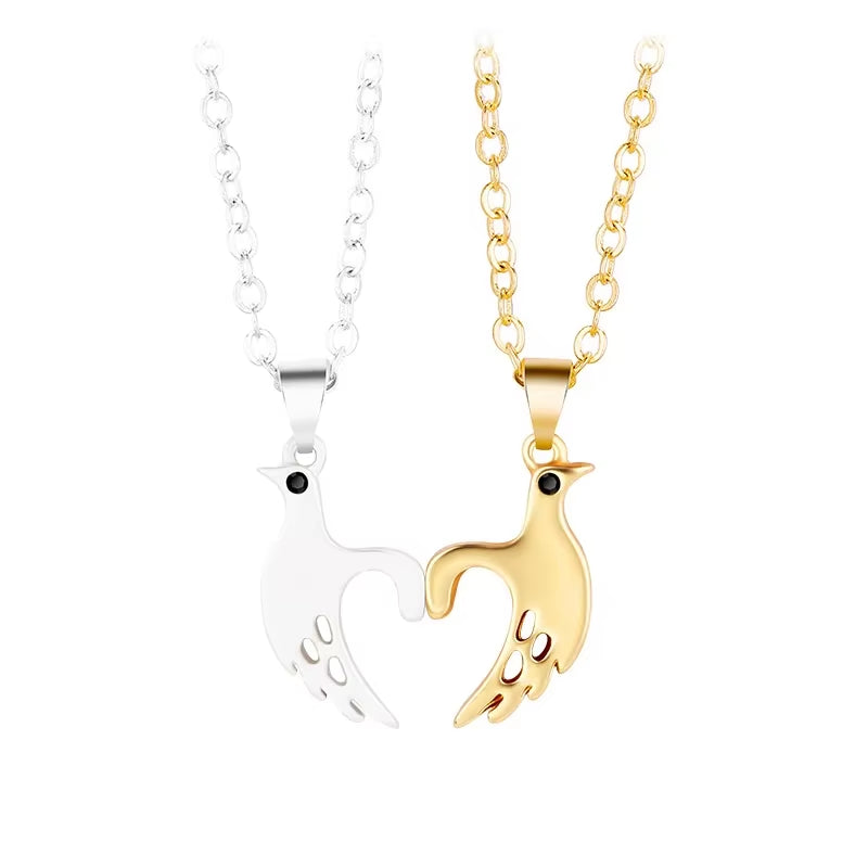 Matching couple necklaces pinky promise pull hook hands design