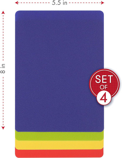 Heavy Duty Cutting Board Grippmat, Flexible Cutting Boards for Kitchen, Set of 4, Non Slip Plastic Board Cutting Mat Small Size 5.5 X 8, Blue, Green, Yellow, Red Set, Kitchen Gadgets