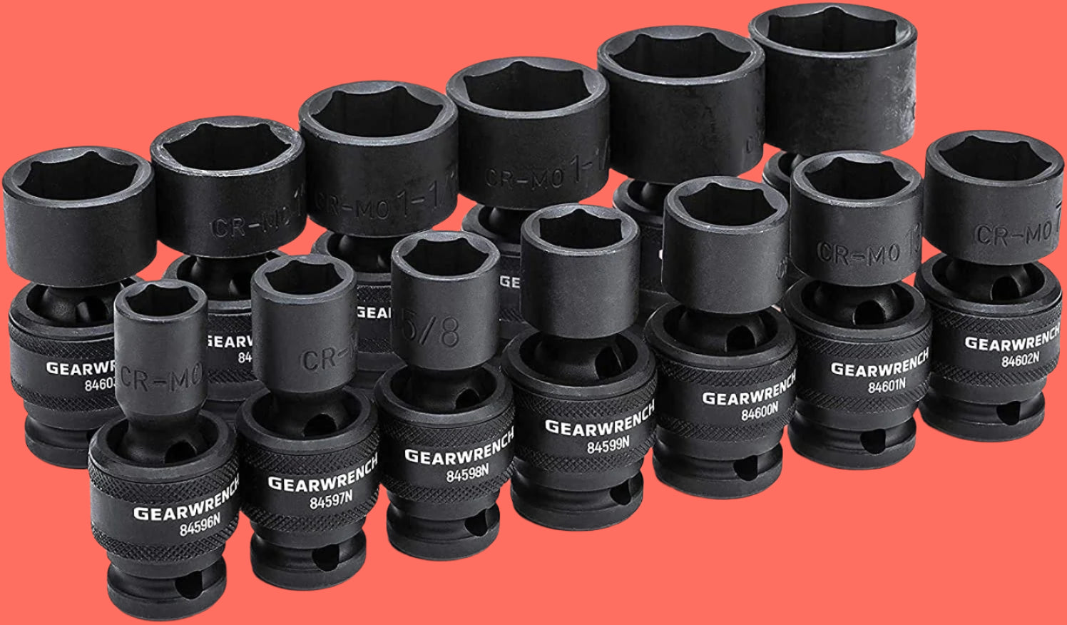 13 Pc. 1/2" Drive 6 Pt. Standard Universal Impact Socket Set, SAE - 84938N