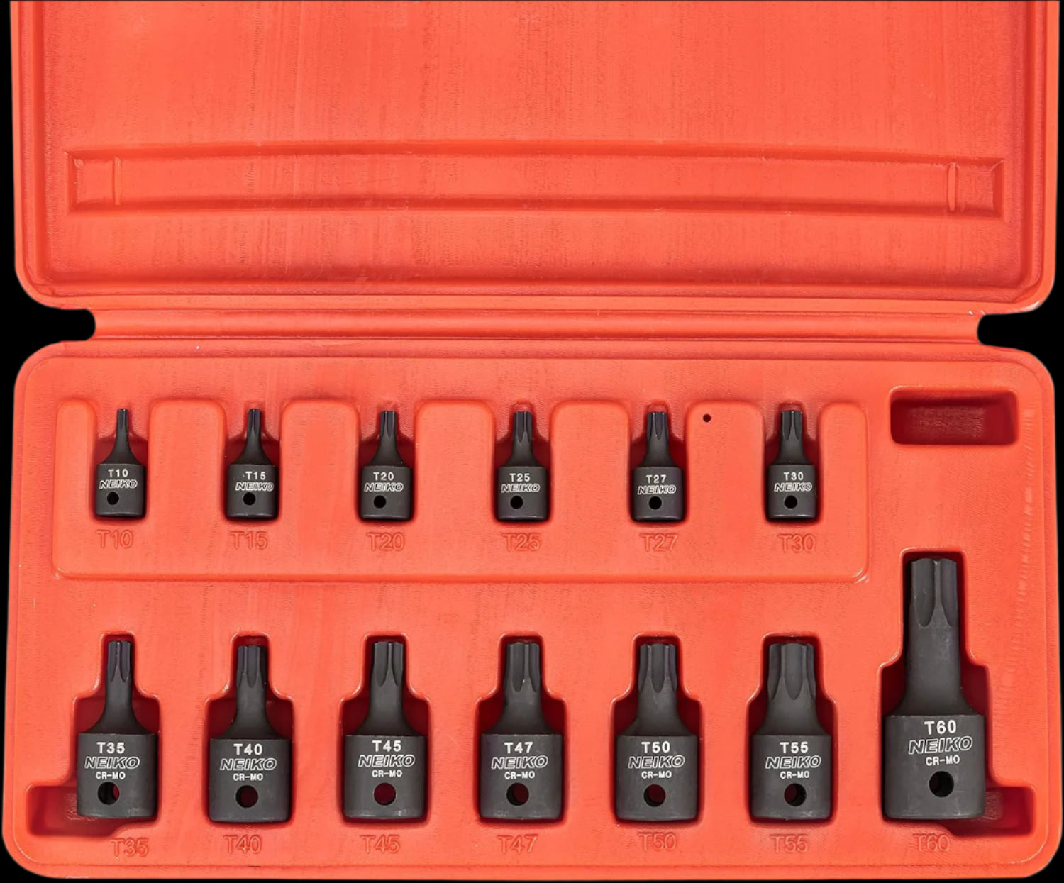 10281B Impact Torx Bit Socket Set, 1/4", 3/8", and 1/2" Drive, 6 Point Star Sockets, Heavy Duty Impact Grade Cr-Mo, T10 to T60 High Impact, Professional Grade Auto & Motorcycle Mechanic Socket