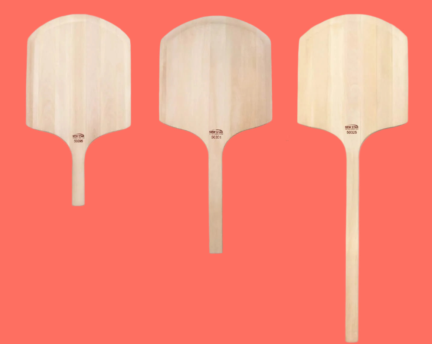 50295 Restaurant-Grade Wooden Pizza Peel, 16" L X 14" W Plate, with 10" L Wooden Handle, 24" Overall Length