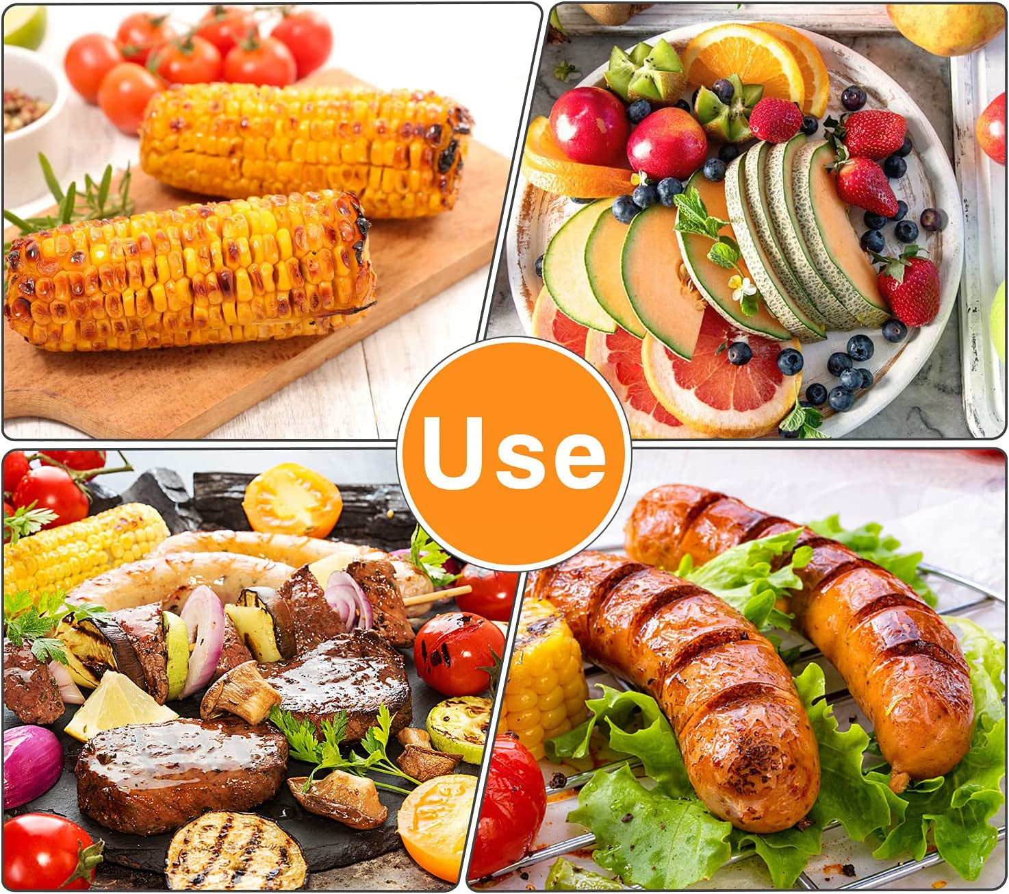 18 Pcs Stainless Steel Corn Cob Holders with Silicone Handle & Convenient Butter Spreading Tool