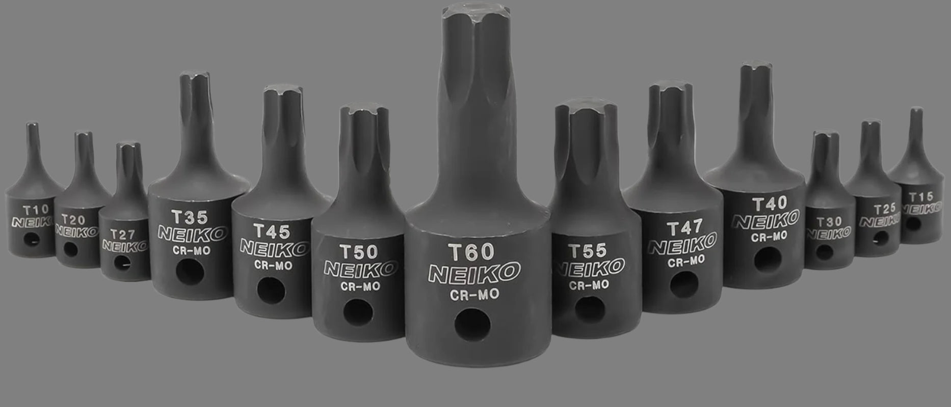 10281B Impact Torx Bit Socket Set, 1/4", 3/8", and 1/2" Drive, 6 Point Star Sockets, Heavy Duty Impact Grade Cr-Mo, T10 to T60 High Impact, Professional Grade Auto & Motorcycle Mechanic Socket
