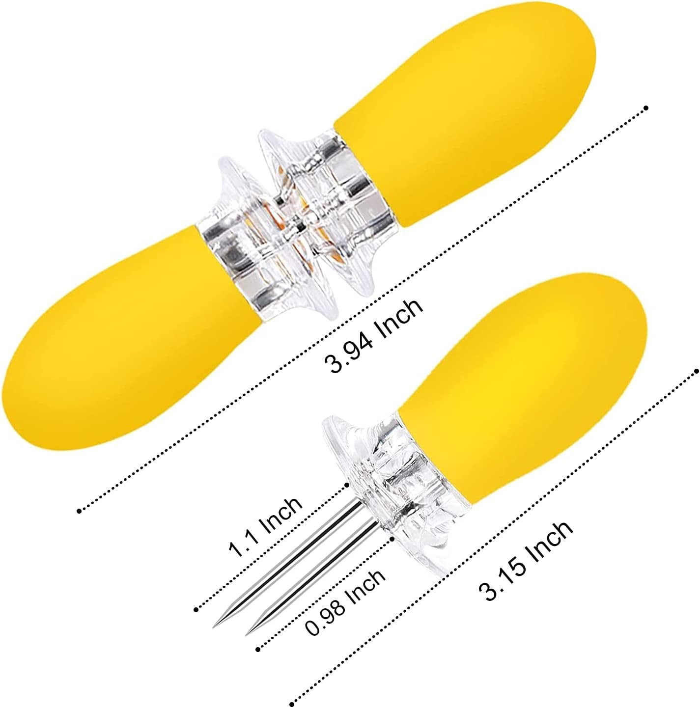 18 Pcs Stainless Steel Corn Cob Holders with Silicone Handle & Convenient Butter Spreading Tool