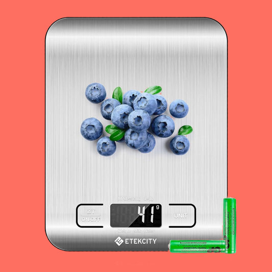 Food Kitchen Scale, Digital Grams and Ounces for Weight Loss, Baking, Cooking, Keto and Meal Prep, LCD Display, Medium, 304 Stainless Steel