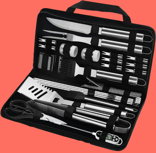 29 PCS BBQ Grill Accessories Stainless Steel BBQ Tools Grilling Tools Set with Storage Bag for Fathers Day Dads Birthday Presents - Camping Grill Utensils Set Ideal Grilling Gifts for Men Women