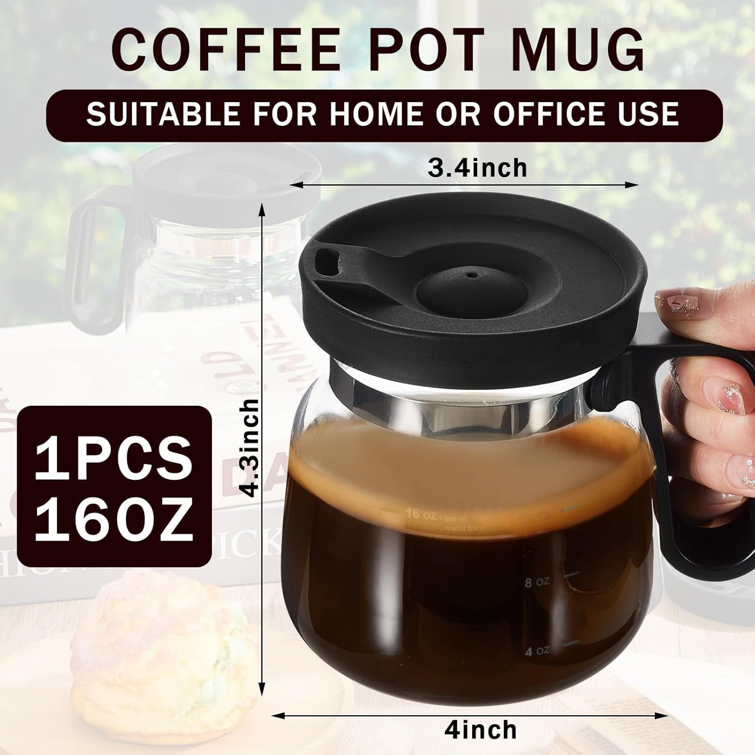 16 oz novelty coffee pot mug with spill proof lid for office