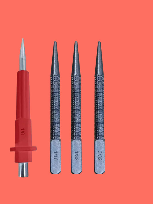 4 Piece Nail Setter & Center Punch Set 4" Wood Metal Super Impact Resistance USA