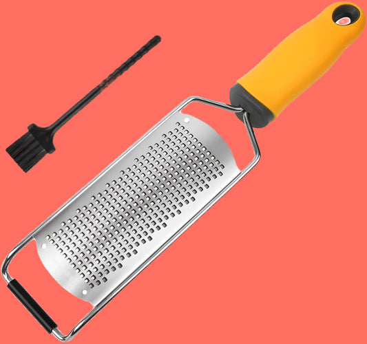 Pro Zester Grater, Lemon Zester, Parmesan Zester, Chocolate, with Razor-Sharp Stainless Steel Blade, Protective Cover and Cleaning Brush, Dishwasher Safe, by