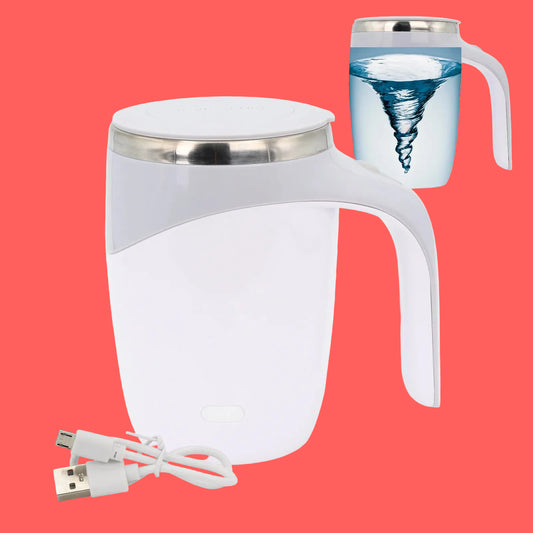 Self Stirring Mug - Rechargeable Automatic Magnetic Electric Coffee Mug, Rotating Cute Mixing Cup Tasse, to Stir Office/Kitchen/Travel/Home-450 Ml/15.2 Oz(Rechargreable White)
