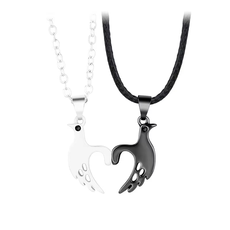 Matching couple necklaces pinky promise pull hook hands design