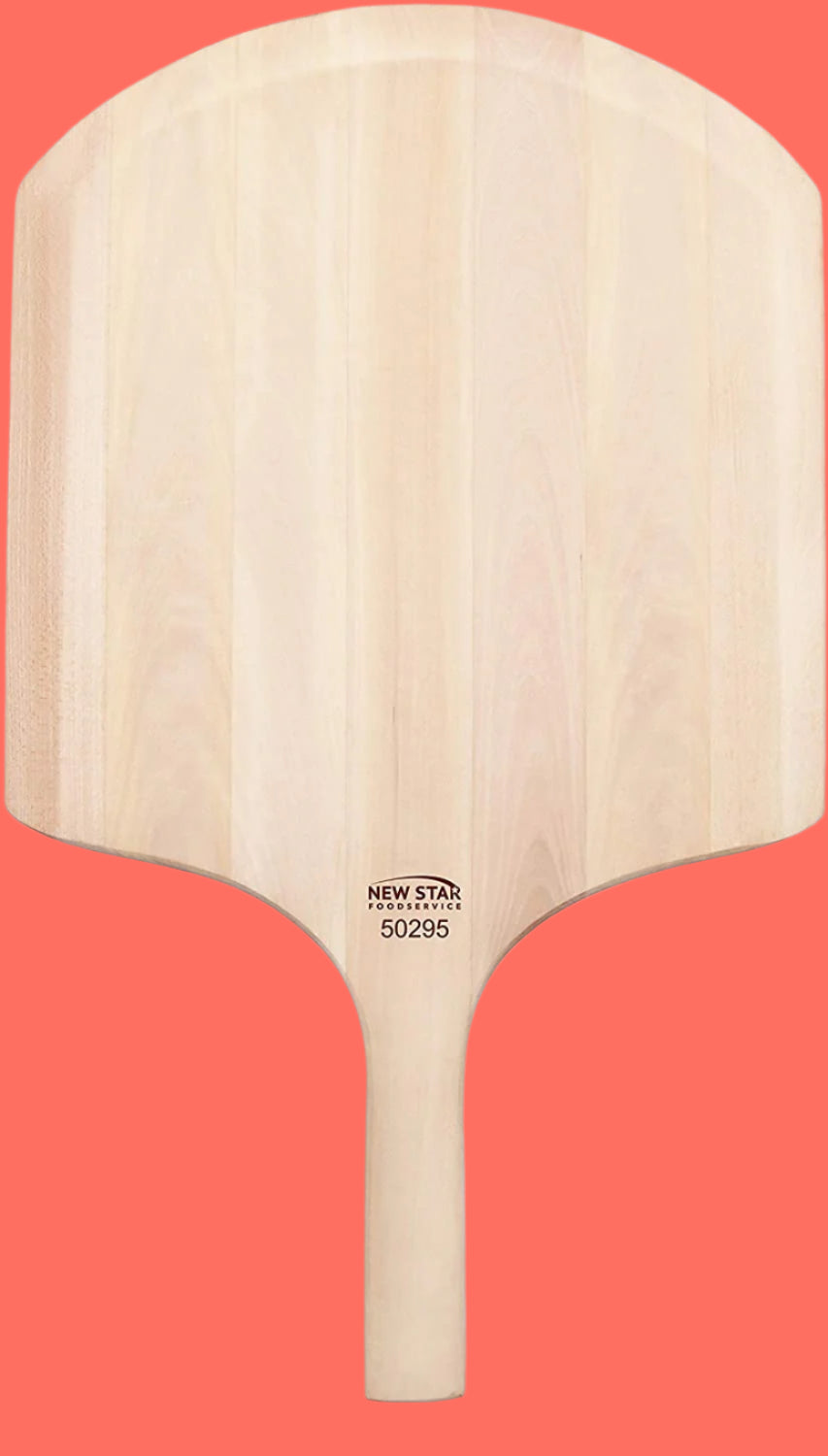 50295 Restaurant-Grade Wooden Pizza Peel, 16" L X 14" W Plate, with 10" L Wooden Handle, 24" Overall Length