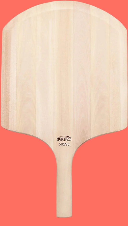 50295 Restaurant-Grade Wooden Pizza Peel, 16" L X 14" W Plate, with 10" L Wooden Handle, 24" Overall Length