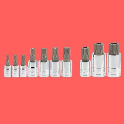 10056A 1/4-Inch, 3/8-Inch & 1/2-Inch Drive XZN Triple Square Spline Bit Socket Set | 10 Piece Set | Cr-V Sockets and S2 Steel Bits