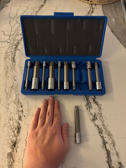10-Piece Extra Long XZN Triple Square Bit Socket Set