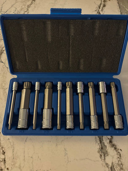 10-Piece Extra Long XZN Triple Square Bit Socket Set