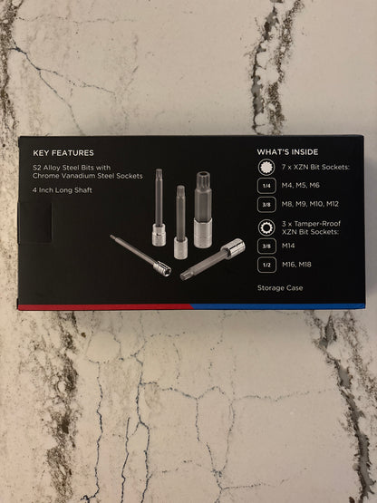 10-Piece Extra Long XZN Triple Square Bit Socket Set