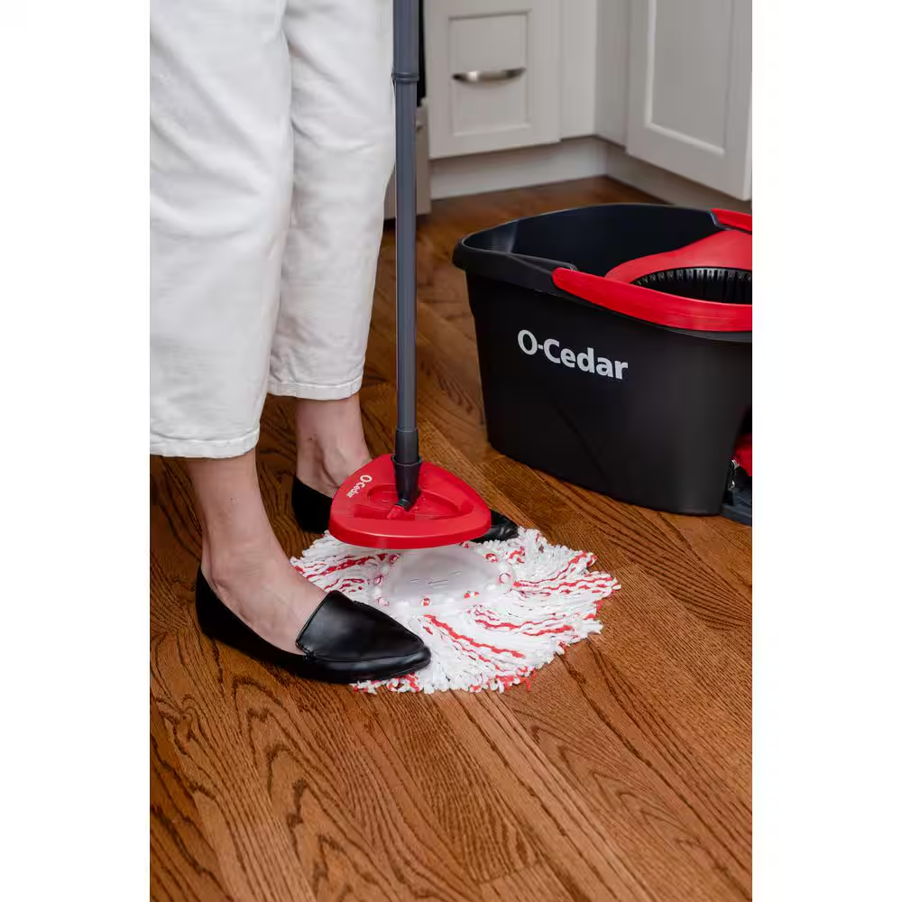 Machine washable spin mop head replacement with microfiber