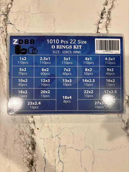 1010-Piece Universal O-Ring Assortment Kit – 22 Sizes