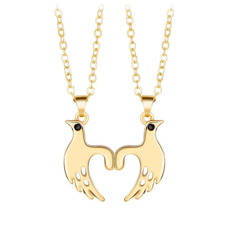 Matching couple necklaces pinky promise pull hook hands design