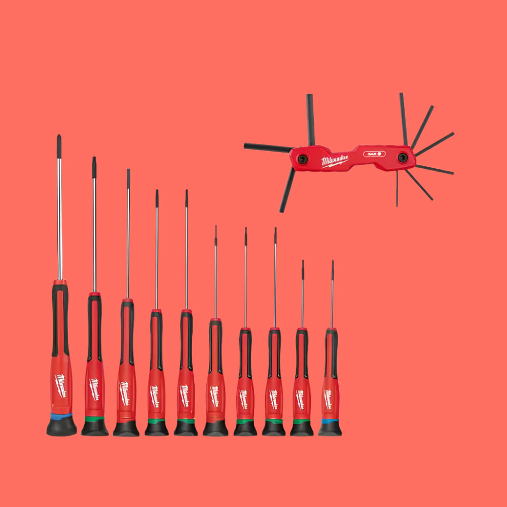 Folding SAE Hex Key (9-Piece) with Precision Screwdriver Set