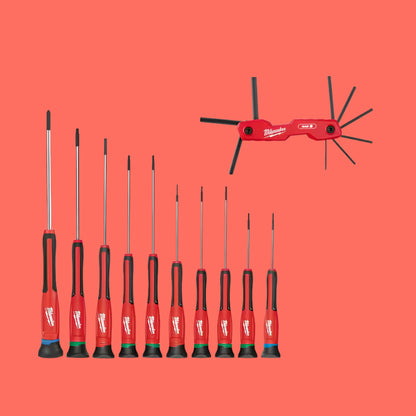 Folding SAE Hex Key (9-Piece) with Precision Screwdriver Set