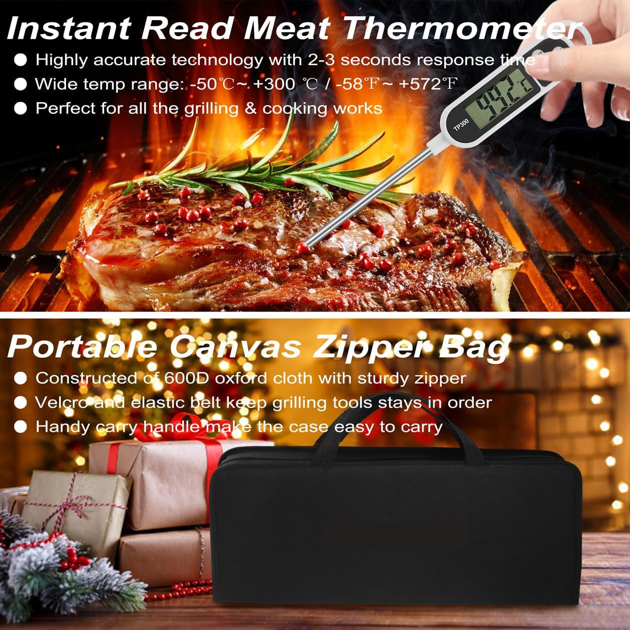 29 PCS BBQ Grill Accessories Stainless Steel BBQ Tools Grilling Tools Set with Storage Bag for Fathers Day Dads Birthday Presents - Camping Grill Utensils Set Ideal Grilling Gifts for Men Women