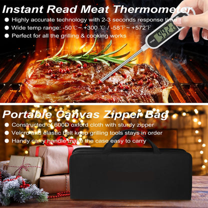 29 PCS BBQ Grill Accessories Stainless Steel BBQ Tools Grilling Tools Set with Storage Bag for Fathers Day Dads Birthday Presents - Camping Grill Utensils Set Ideal Grilling Gifts for Men Women