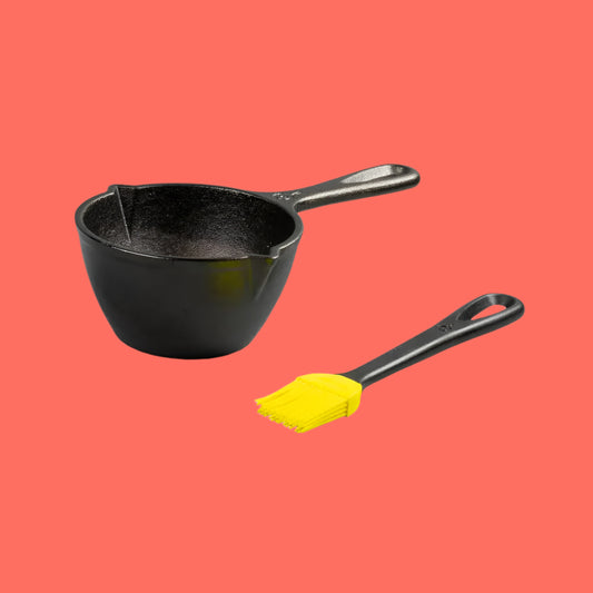 0.5 Qt. Cast Iron Melting Pot in Black with Silicone Brush
