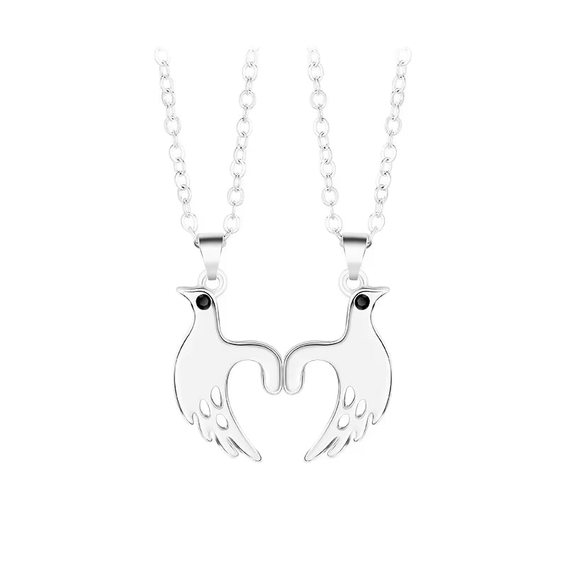 Matching couple necklaces pinky promise pull hook hands design