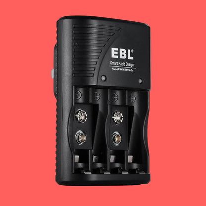 2 Pack 280Mah 9-Volt Nimh Rechargeable Batteries with 2-Slot 9V 6F22 9 Volt Battery Charger US Plug