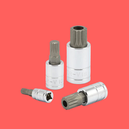 10056A 1/4-Inch, 3/8-Inch & 1/2-Inch Drive XZN Triple Square Spline Bit Socket Set | 10 Piece Set | Cr-V Sockets and S2 Steel Bits